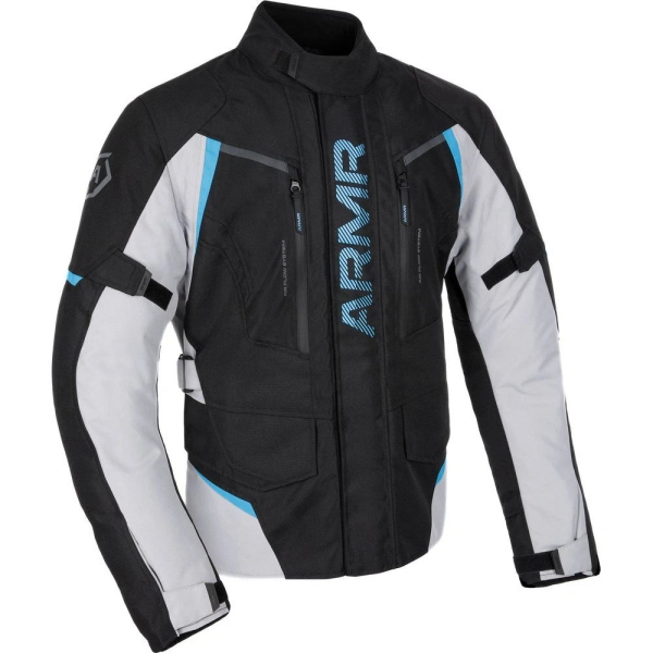 Motorrad-Textiljacke "Kiso 4.0" - ARMR - wasserdicht - schwarz/hellgrau/blau
